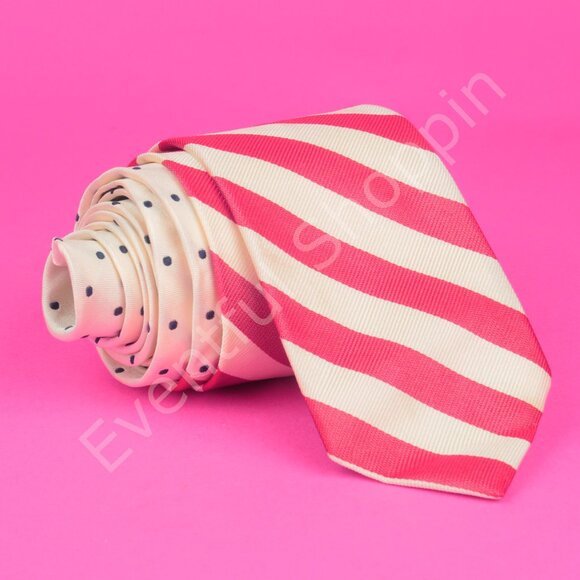 Social Primer Other - Social Primer Narrow SIlk Tie Mens Red White Blue Awning Stripe Flag USA
